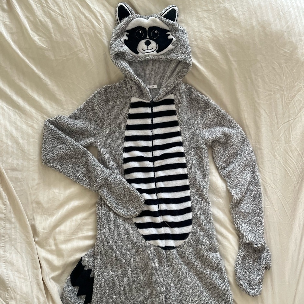 Ardene Gray and Black Raccoon Onesie